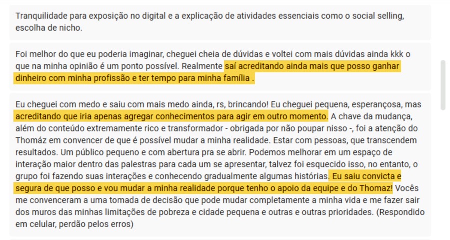 Depoimento de aluno da Comunidade Allers