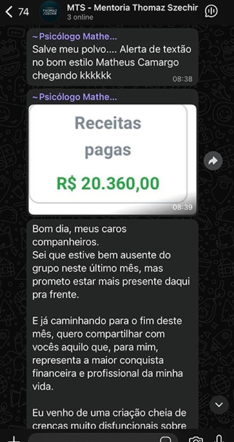 Depoimento de aluno da Comunidade Allers